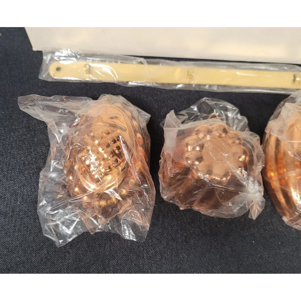 Vintage Daewoo Solid Copper Cookie Mold Set (4 Cookie Molds & Rack) in Box